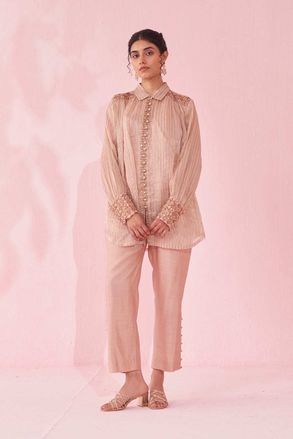 GINA BLUSH PINK SHIRT PANT SET