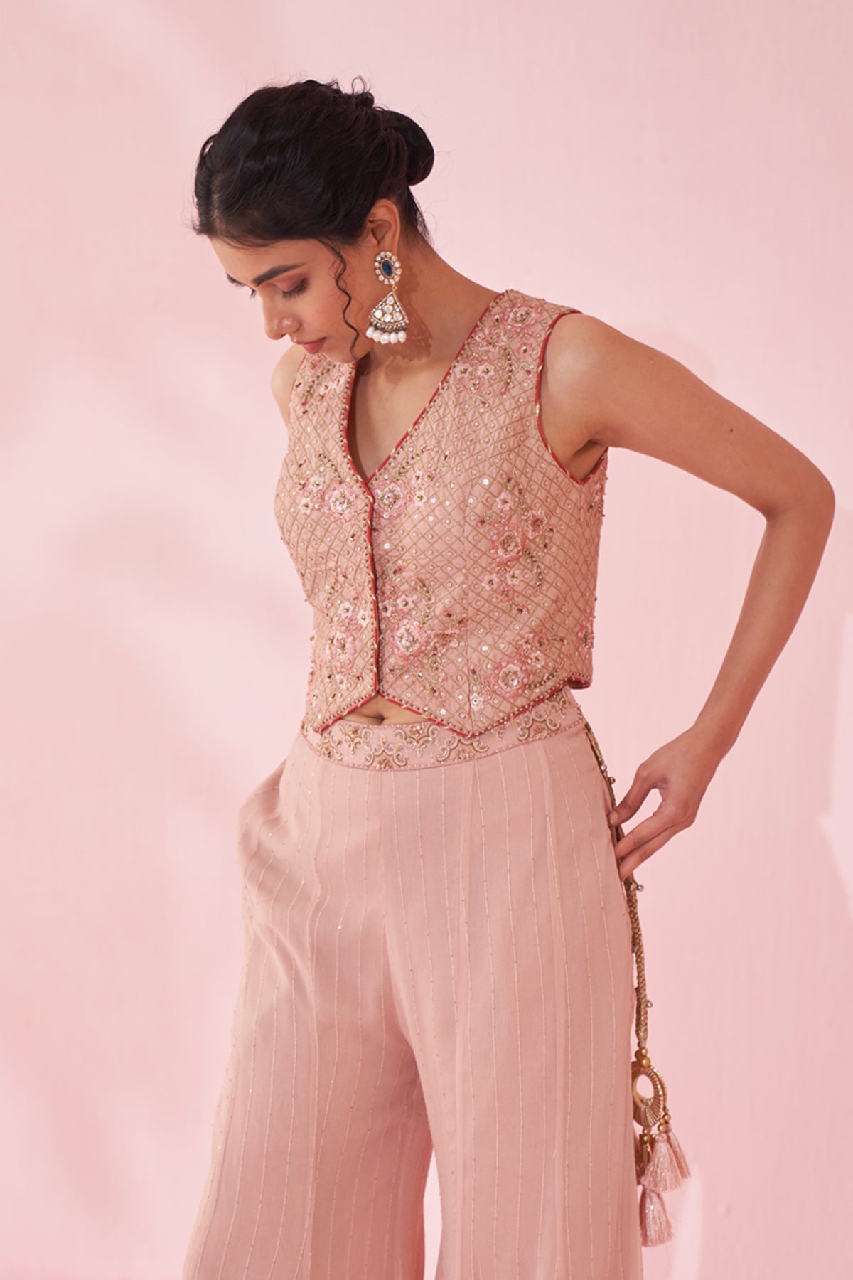 GURNOOR BLUSH PINK SHARARA SET