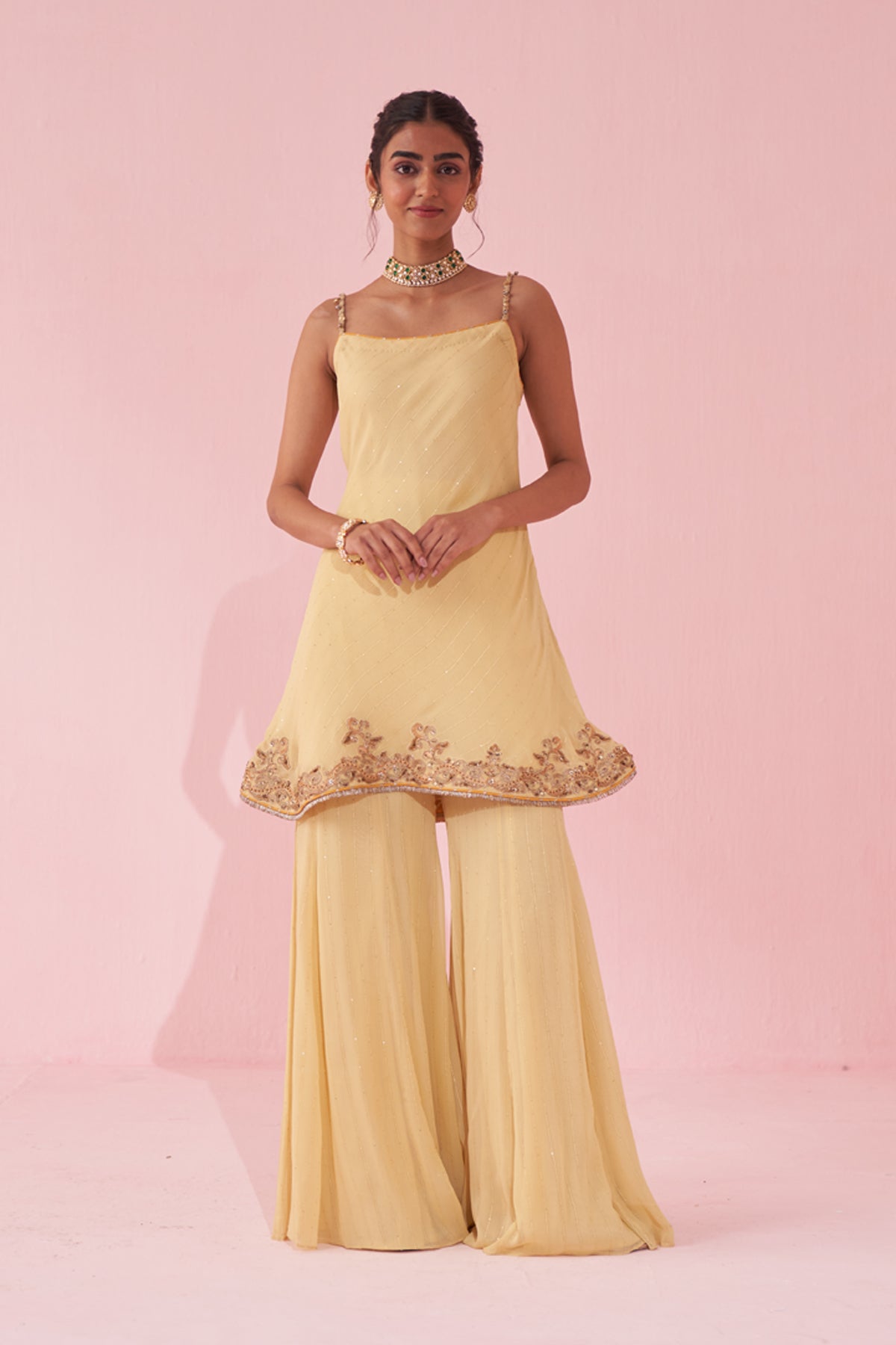 GENDA YELLOW SHARARA SET