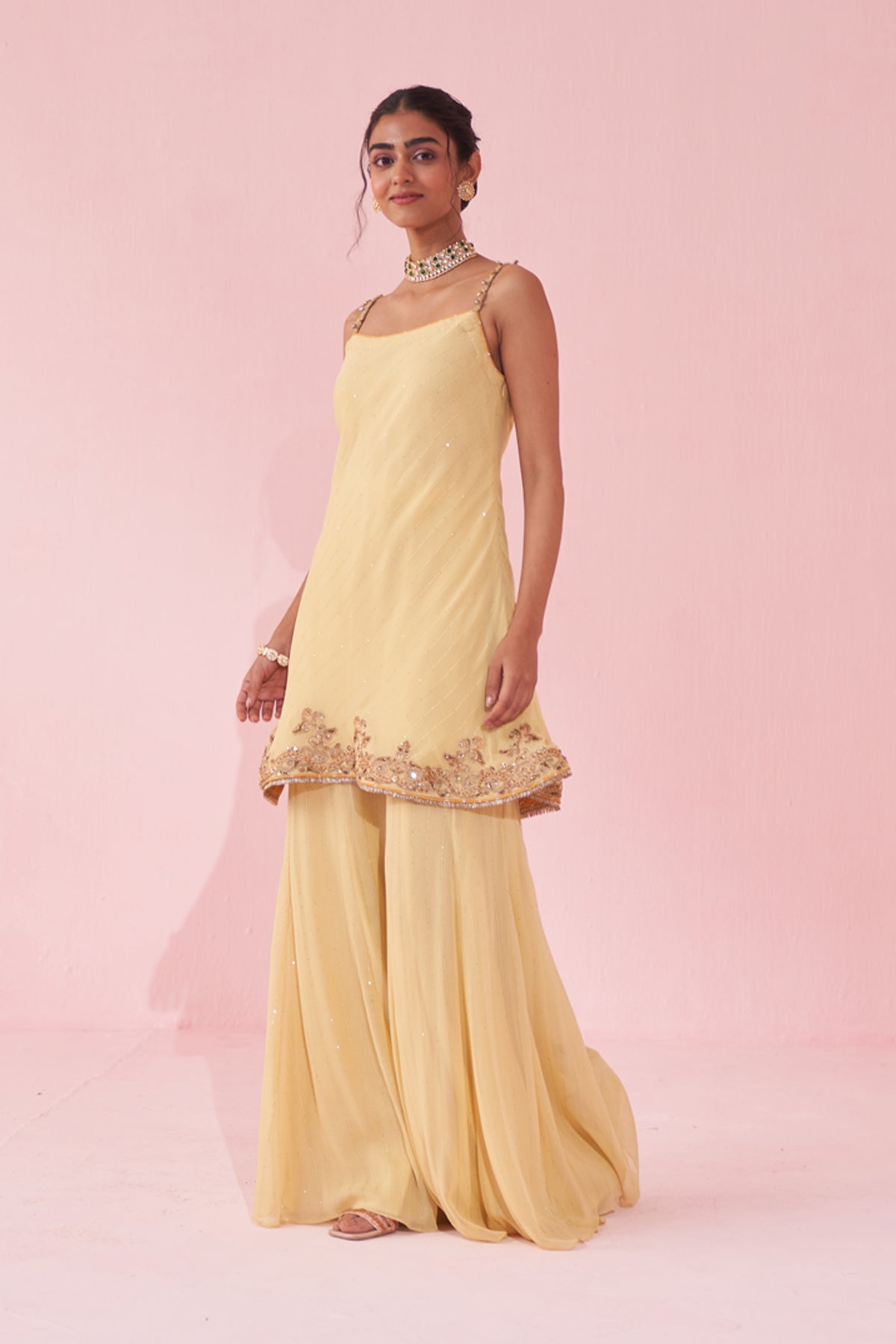 GENDA YELLOW SHARARA SET