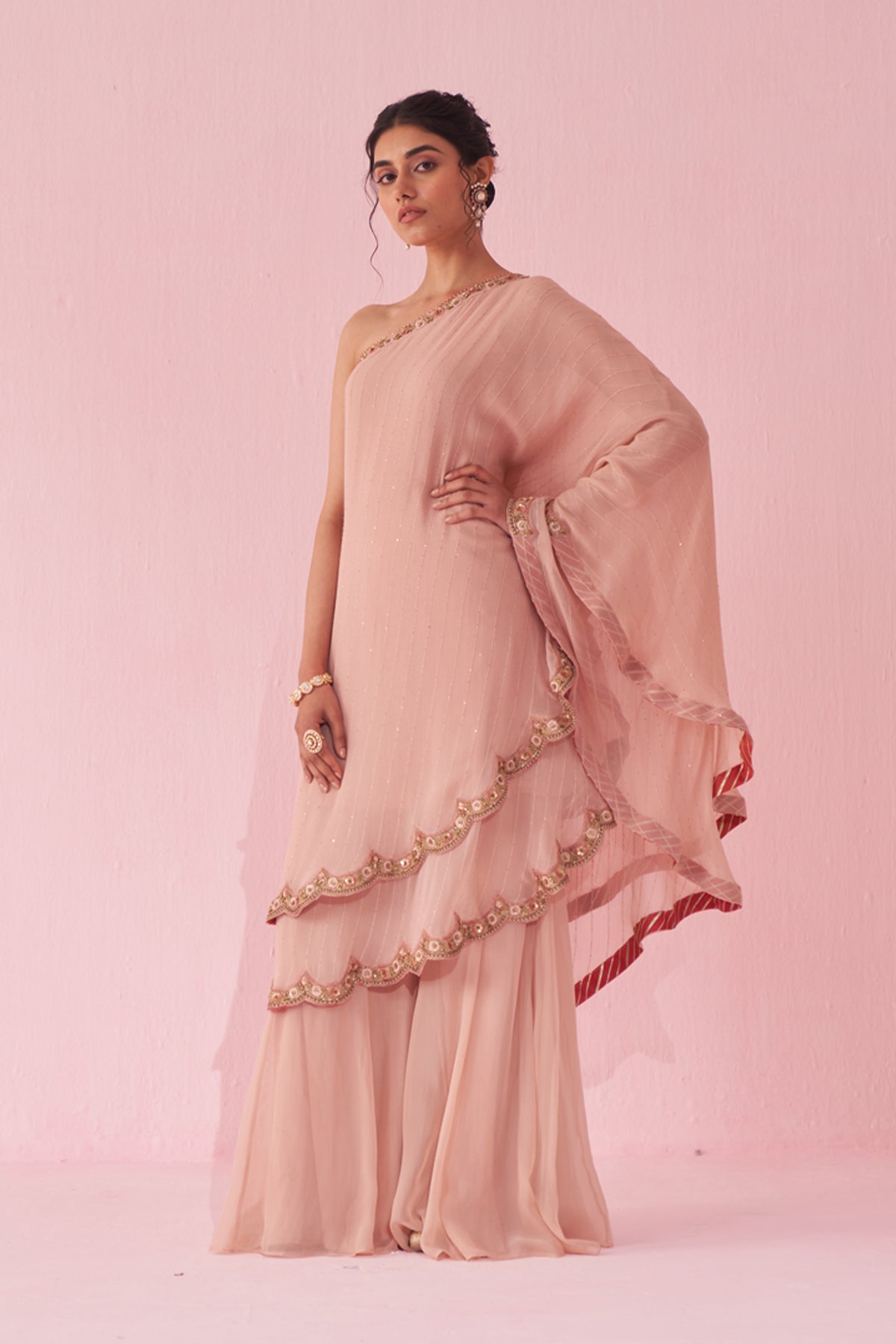 GULBANO BLUSH PINK SHARARA SET