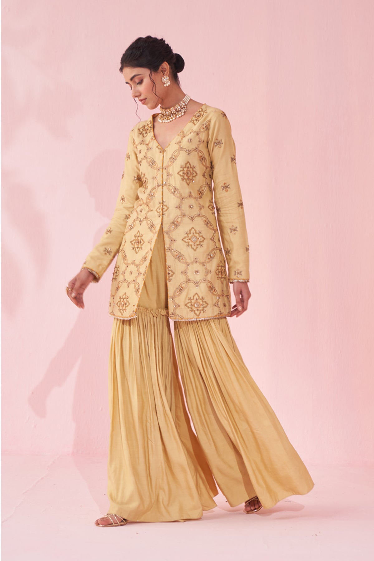 GAZAL YELLOW SHARARA SET