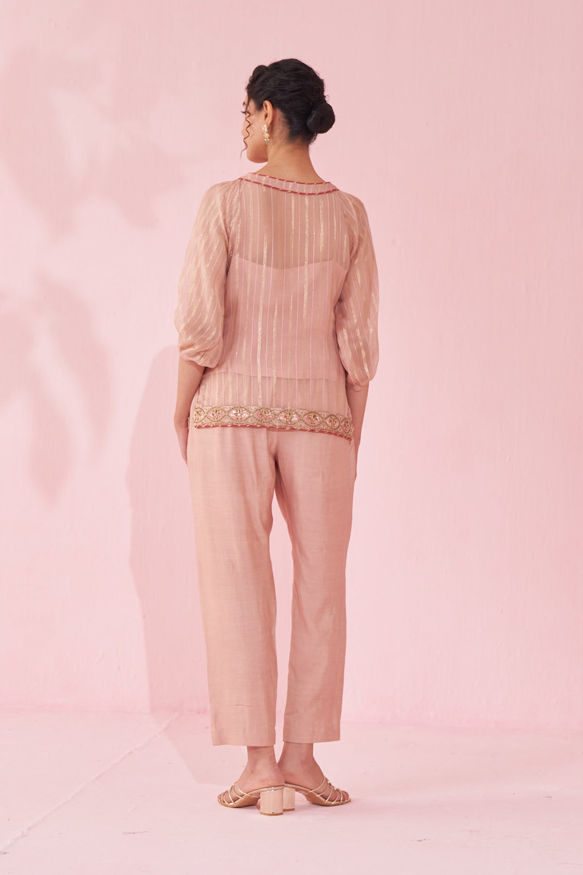 GAJARA BLUSH PINK SHIRT PANT SET