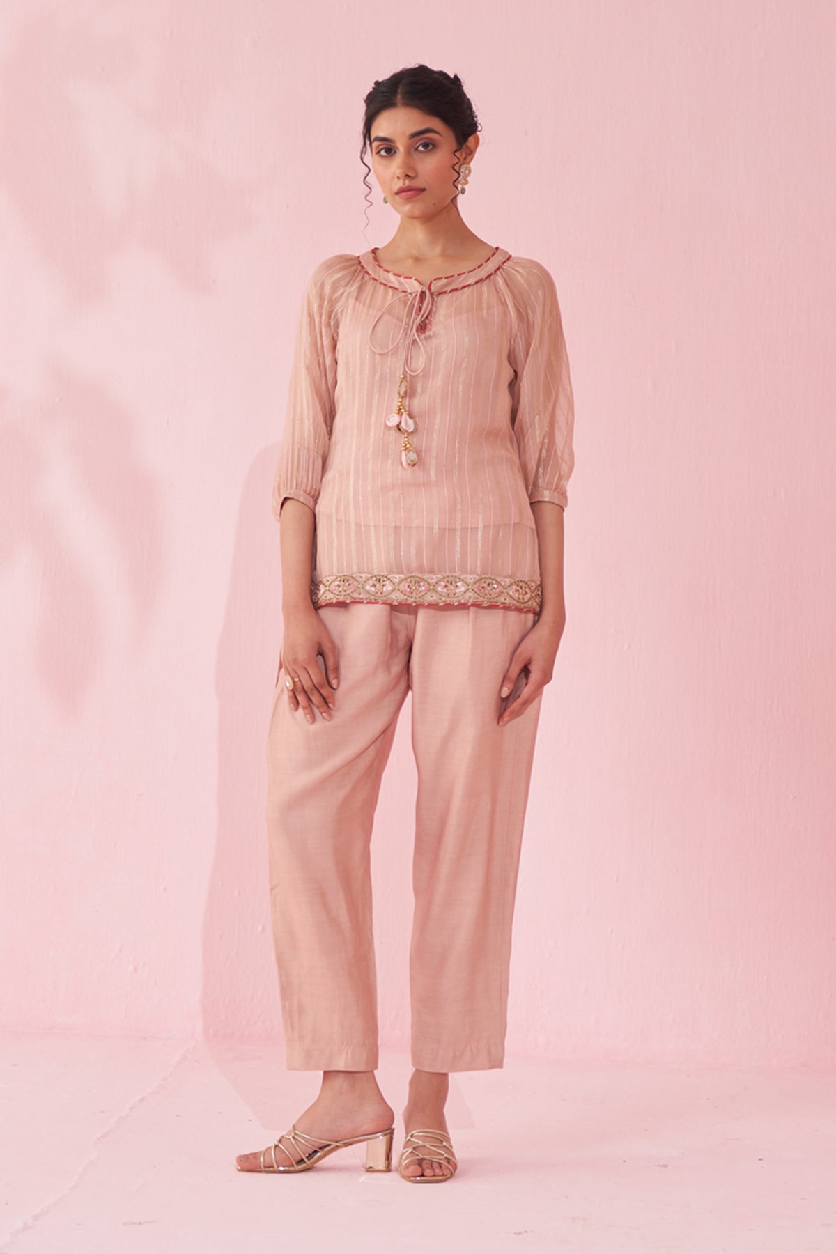 GAJARA BLUSH PINK SHIRT PANT SET