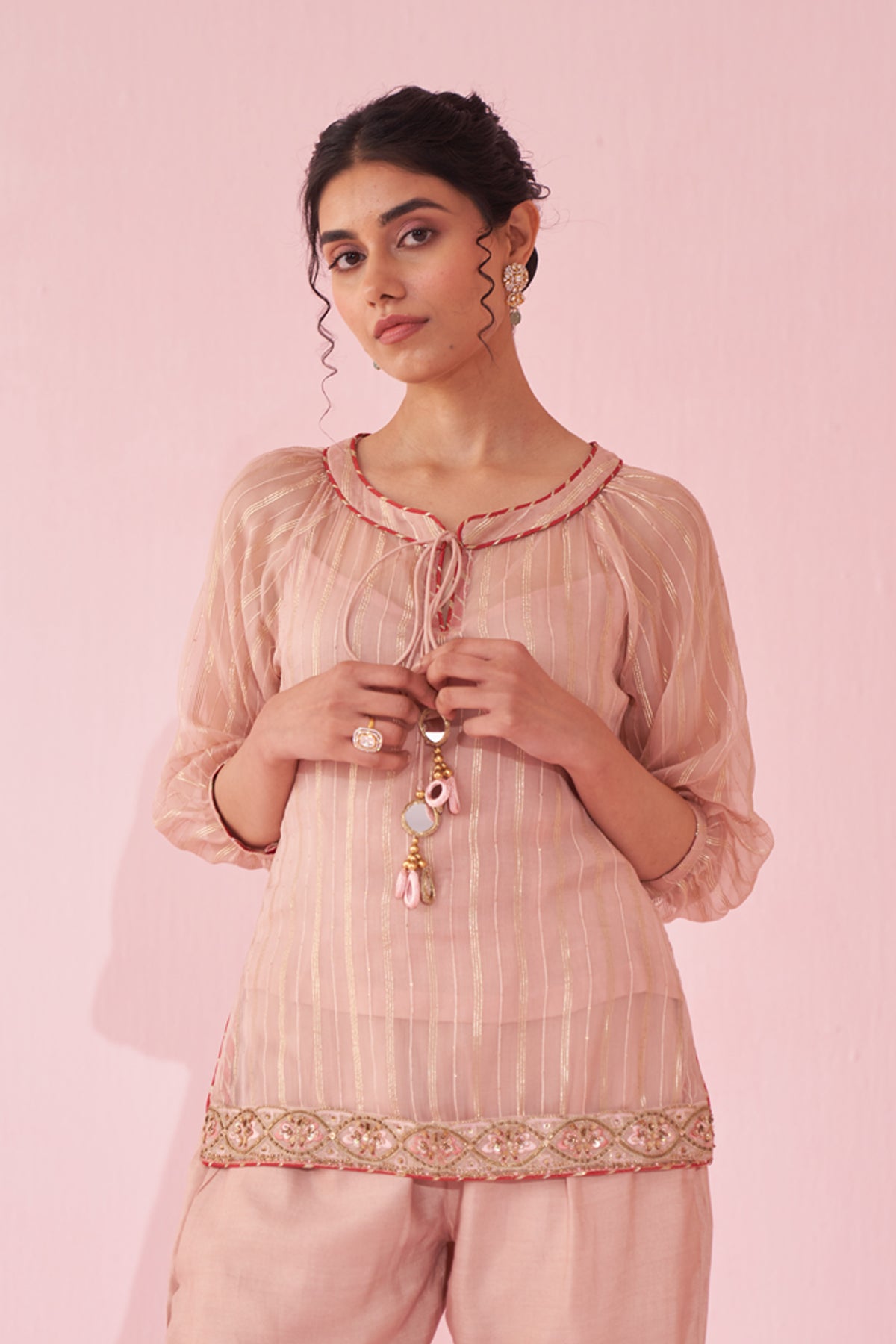 GAJARA BLUSH PINK SHIRT PANT SET