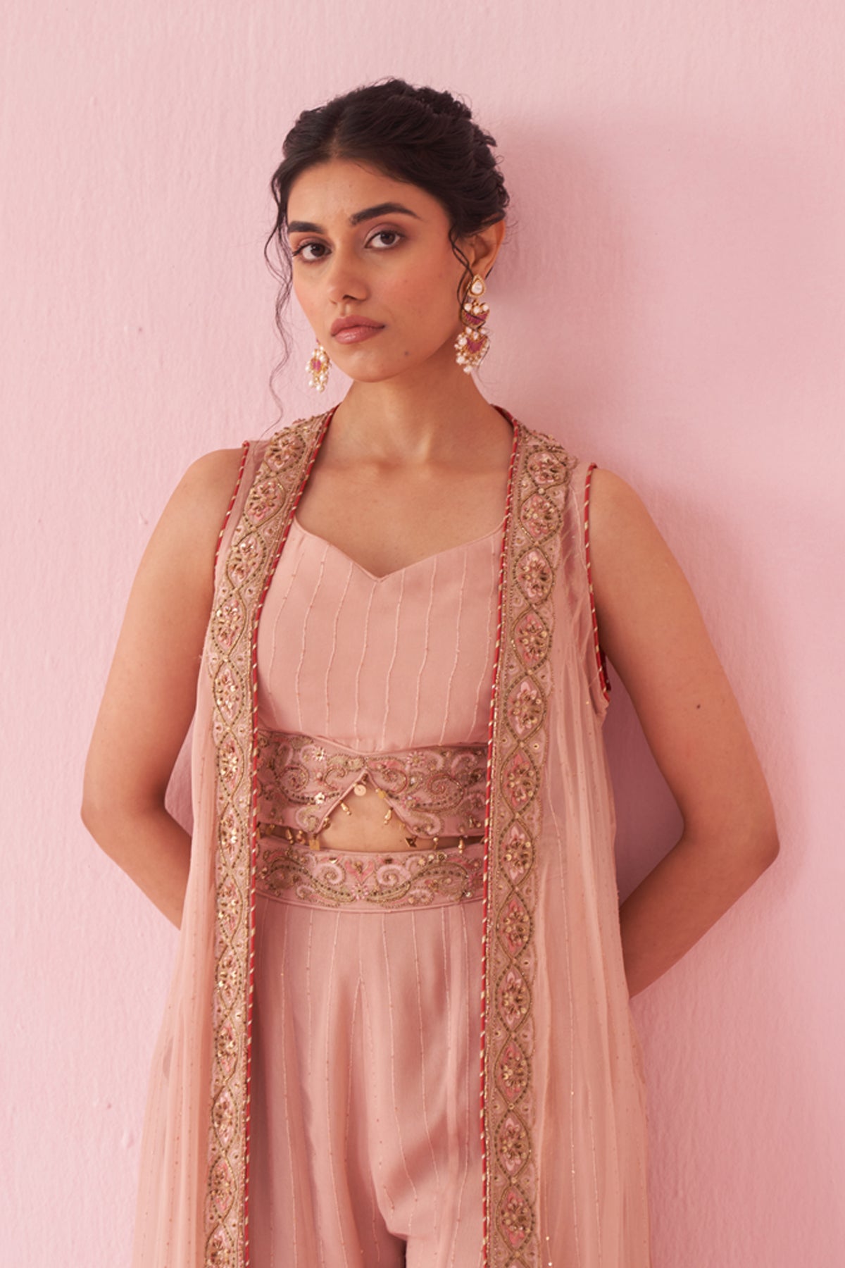 GHUNEHA BLUSH PINK SHARARA SET