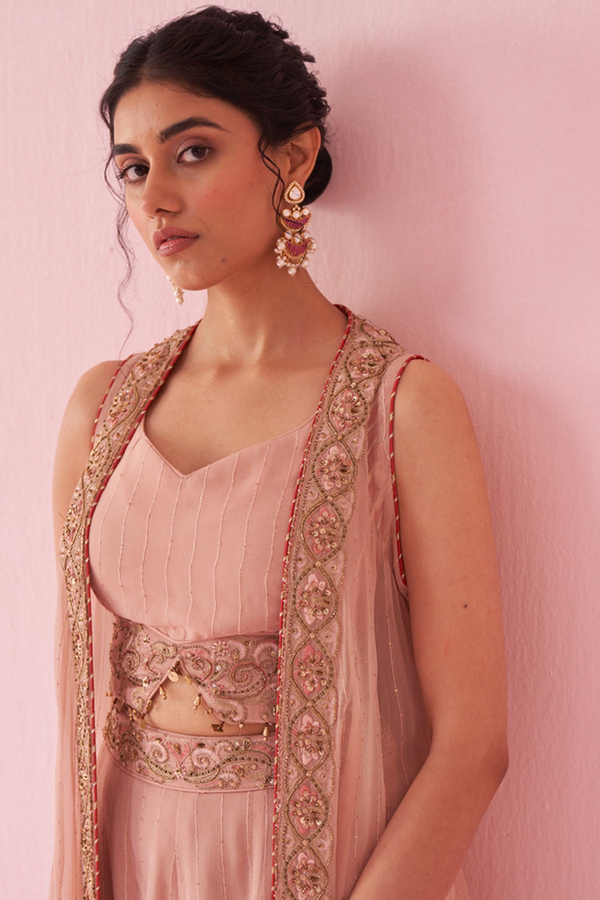 GHUNEHA BLUSH PINK SHARARA SET