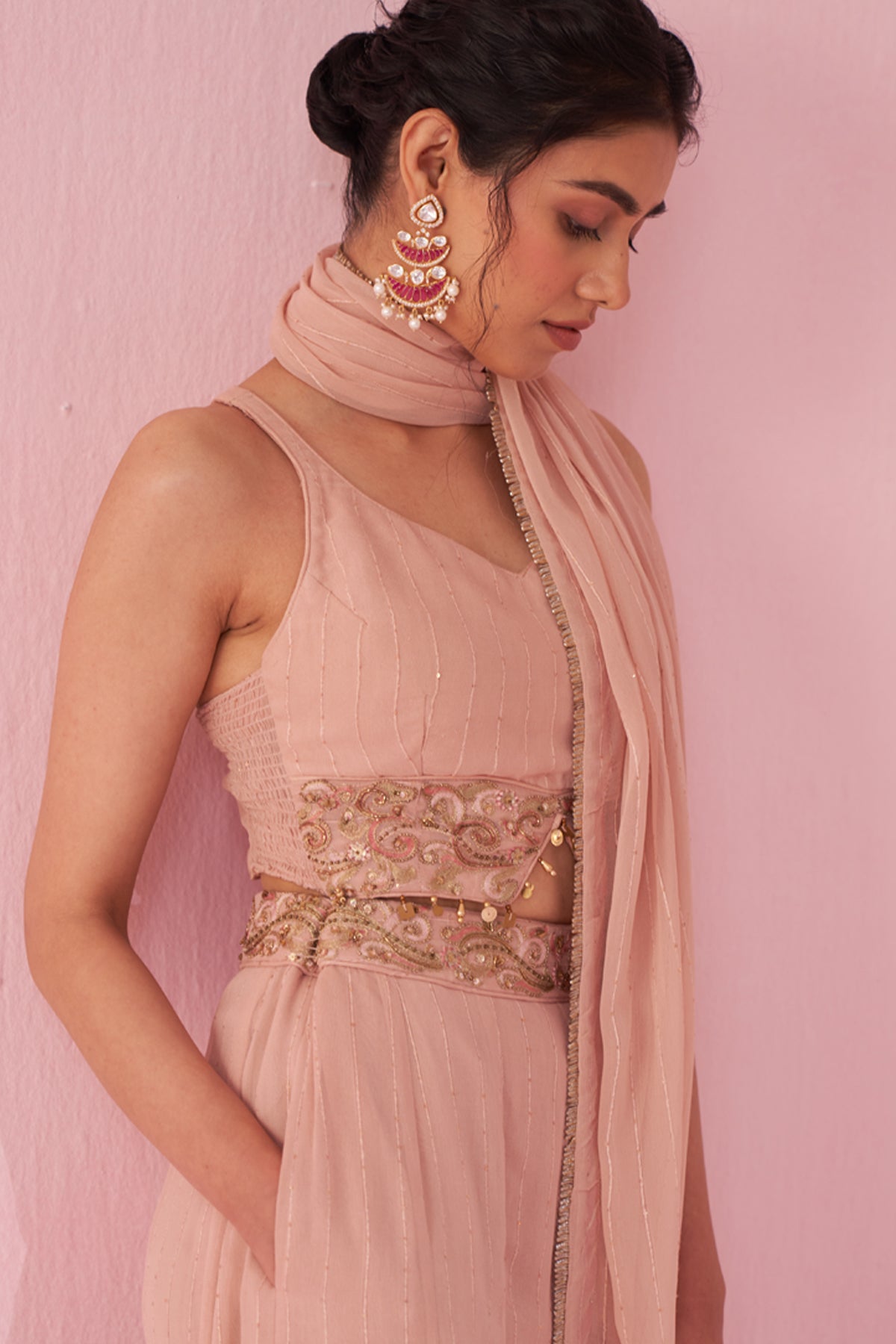 GUL BLUSH PINK SHARARA SET