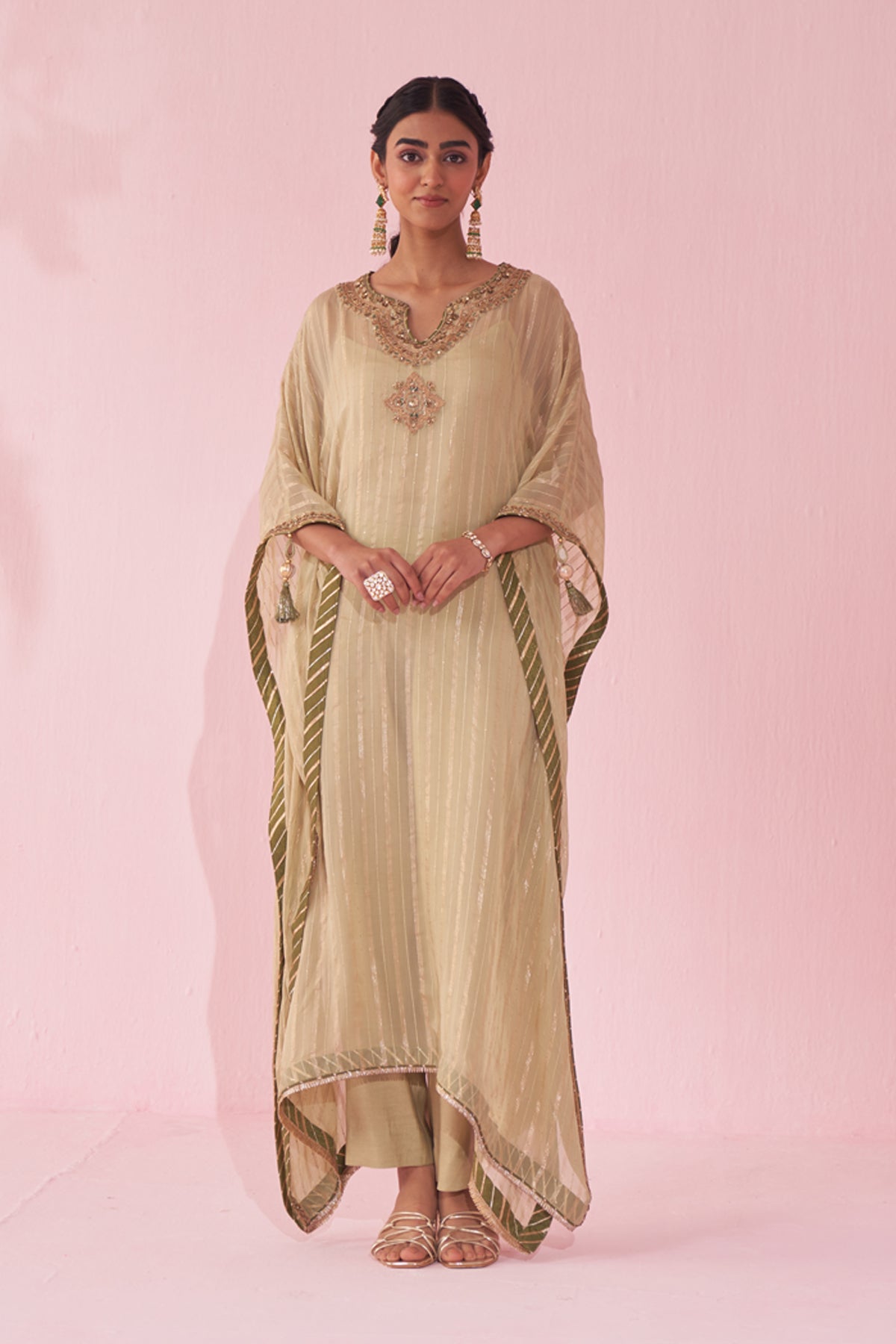 GULZAAR GREEN KAFTAN SET