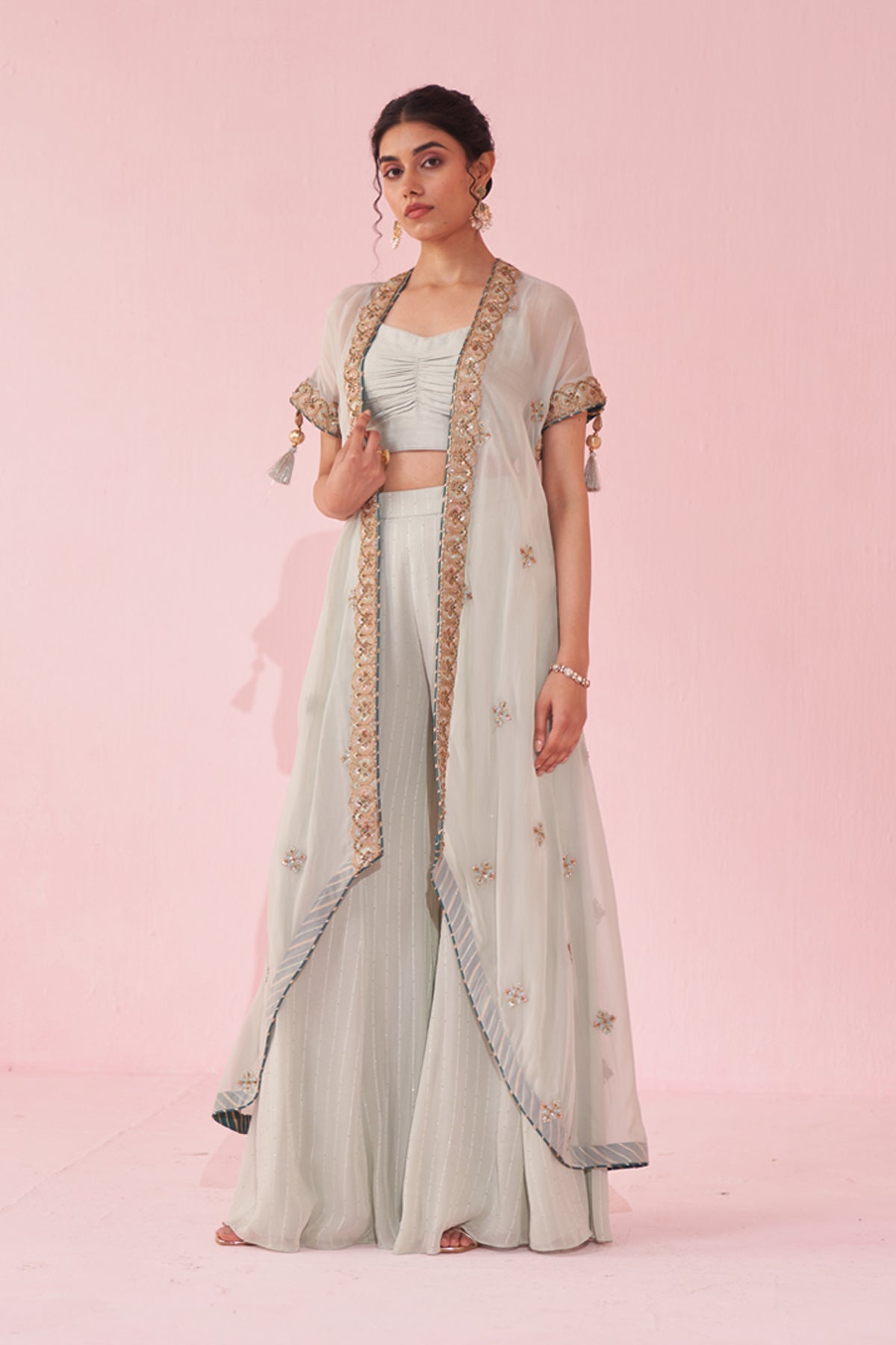 Ice Blue Cape Sharara Set