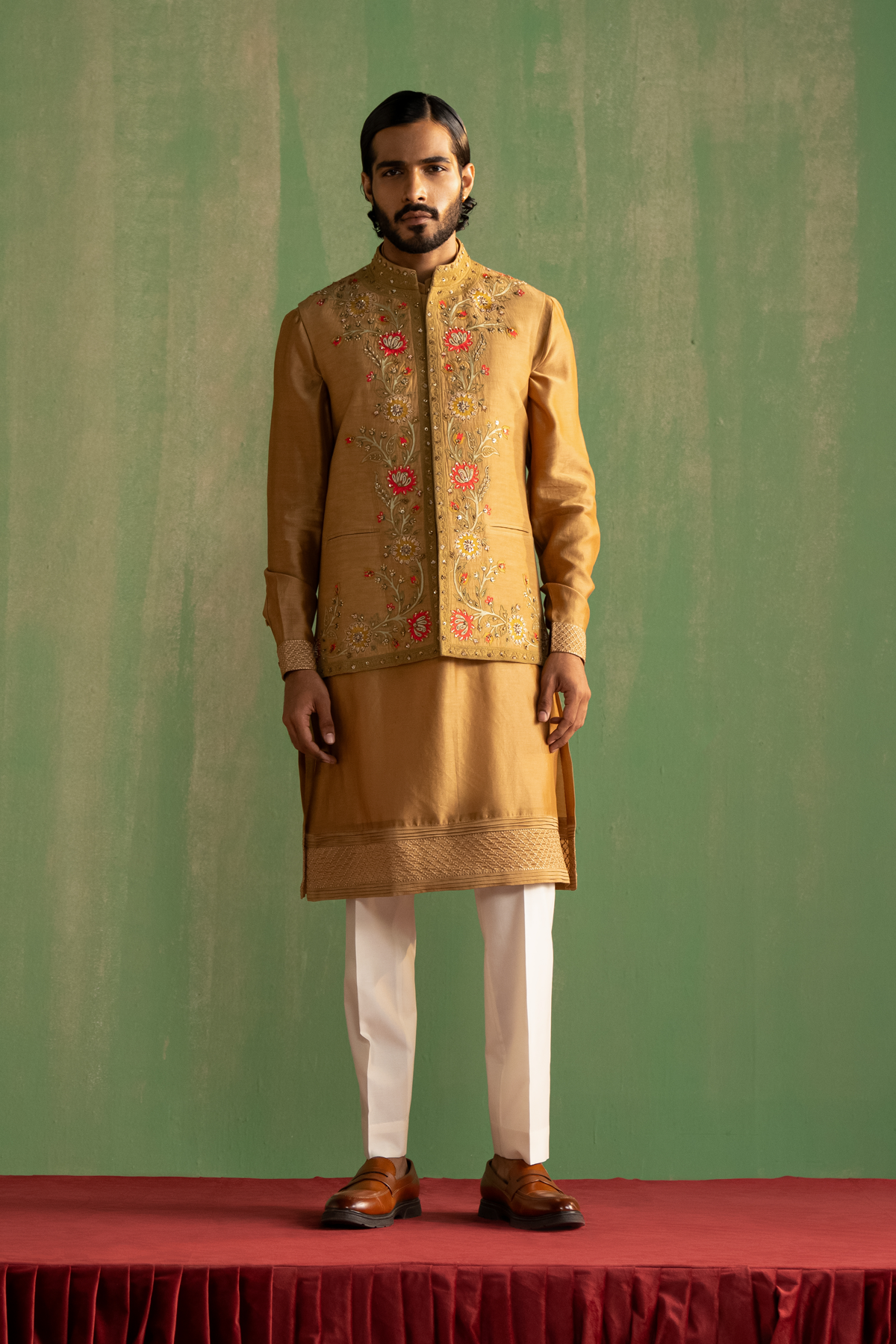 ADVAIT MUSTARD BUNDI SET