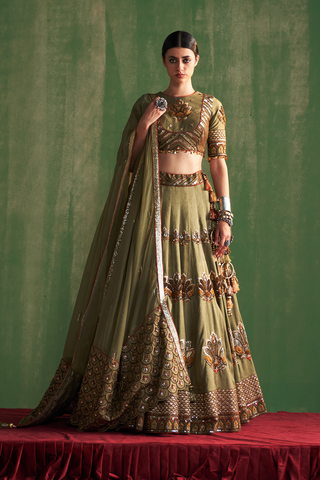 VATIKA GREEN LEHENGA SET