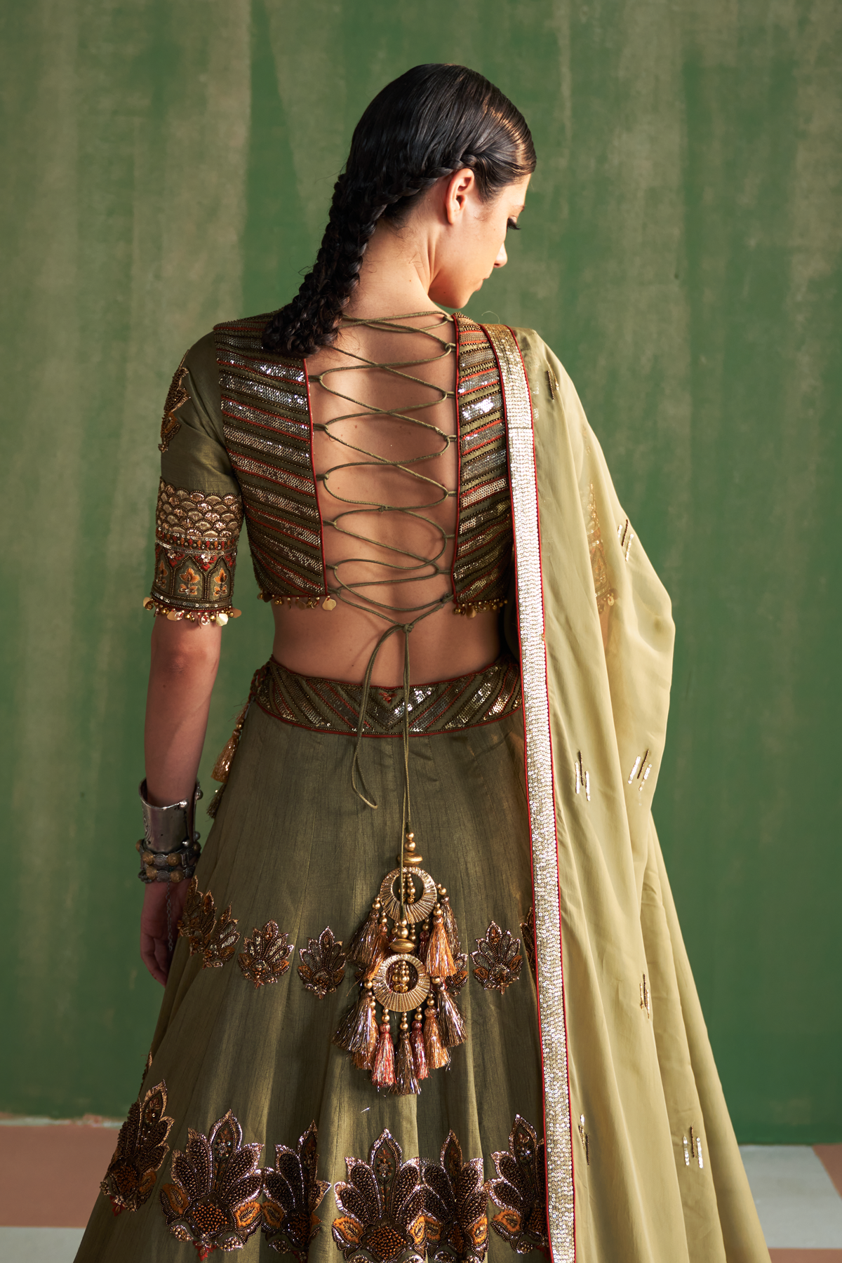 VATIKA GREEN LEHENGA SET