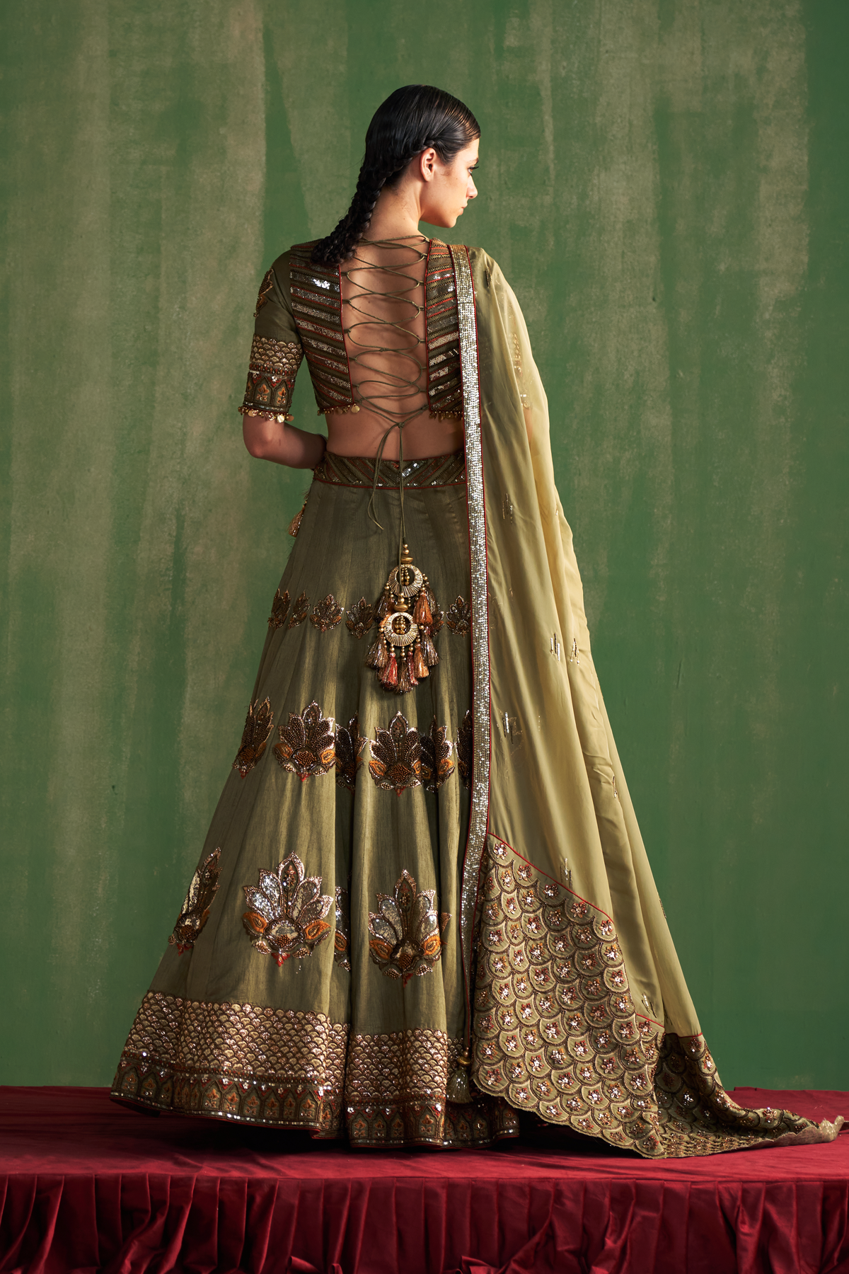 VATIKA GREEN LEHENGA SET