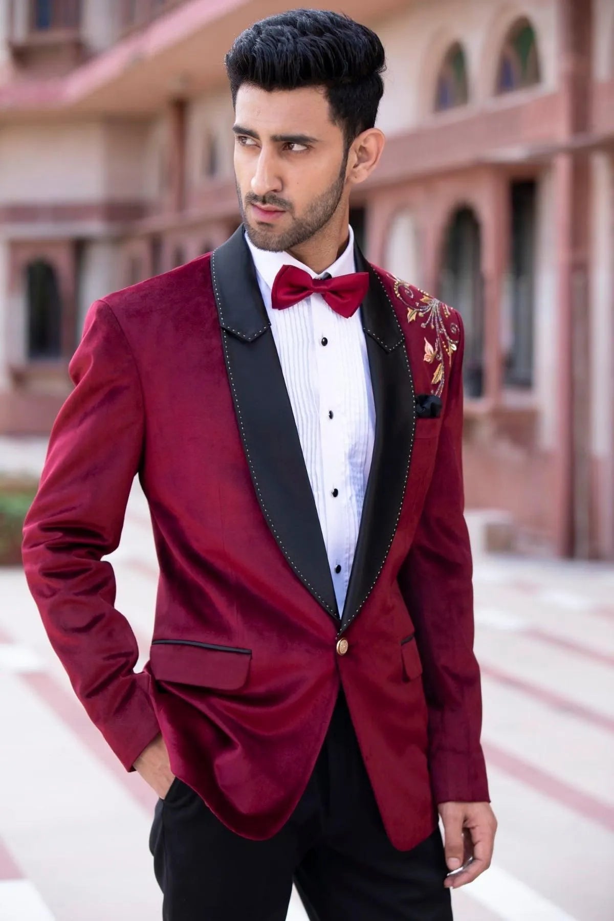 alluring-red-velvet-tuxedo-suit-set-studio-bagechaa-2 - Studio Bagechaa
