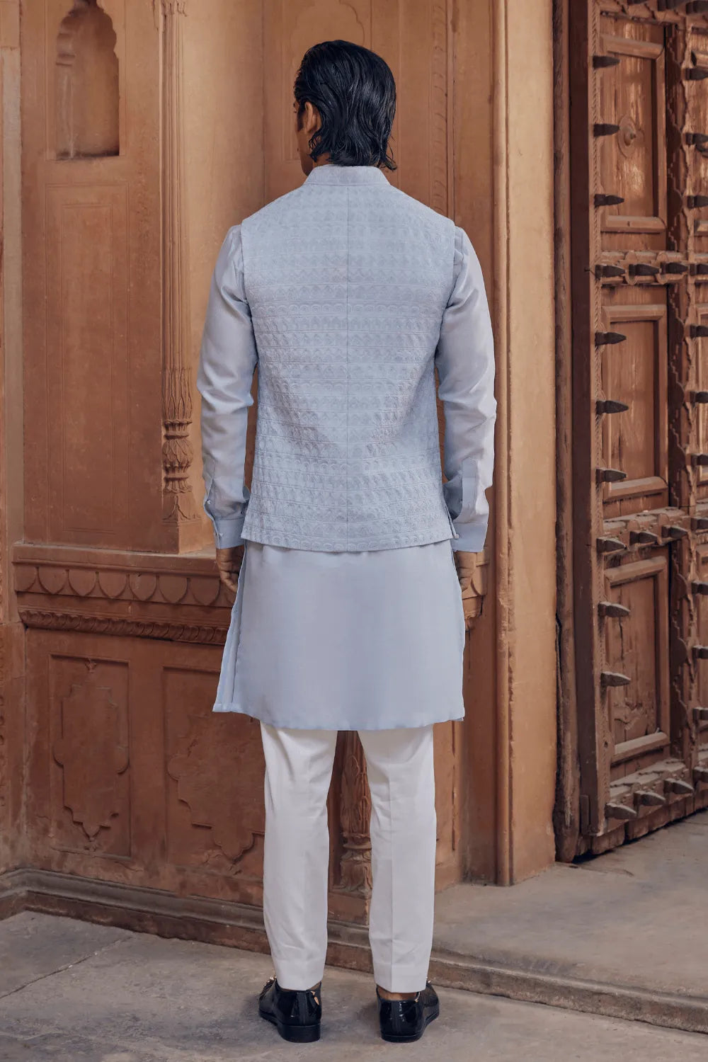 Men's Sky Blue Printed textured Nehru Jacket – Jompers