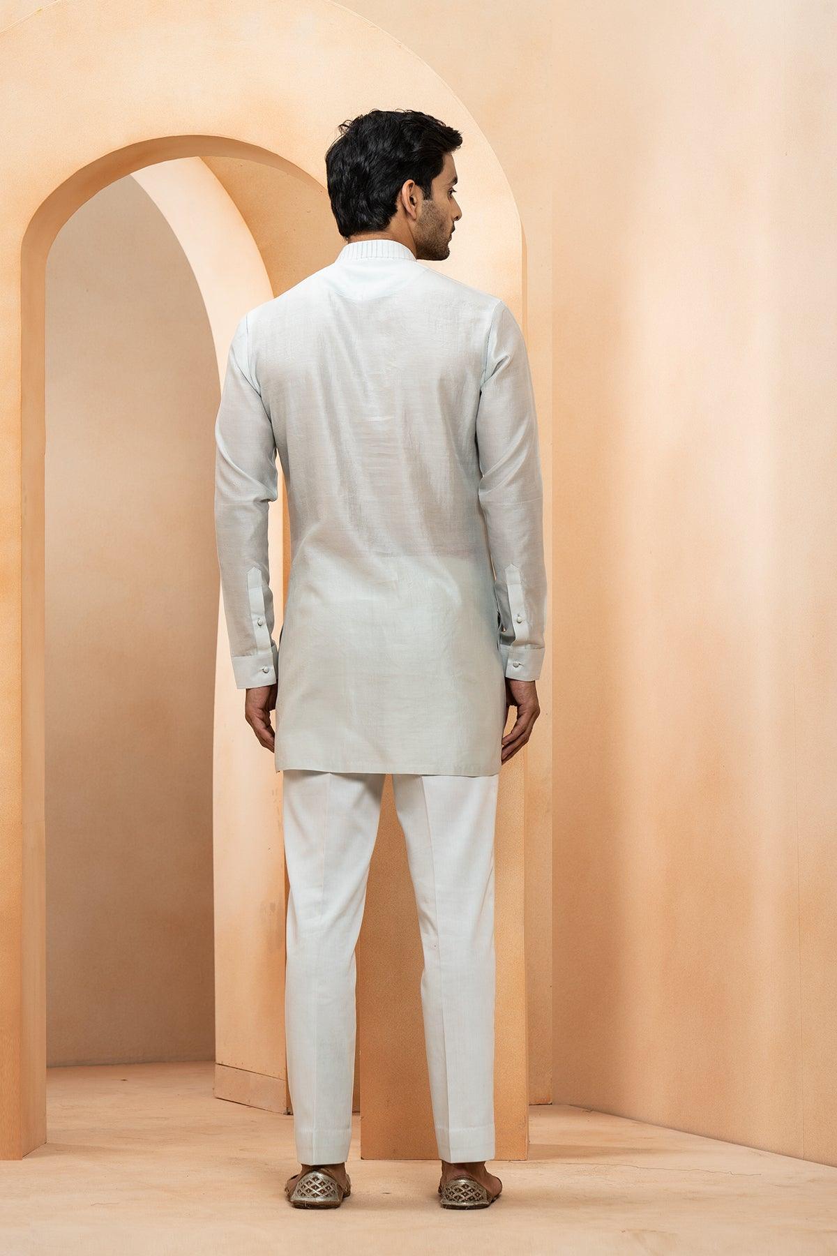 Asad Kurta-Pajama Set With Backstitch Armhole Detail - Studio Bagechaa