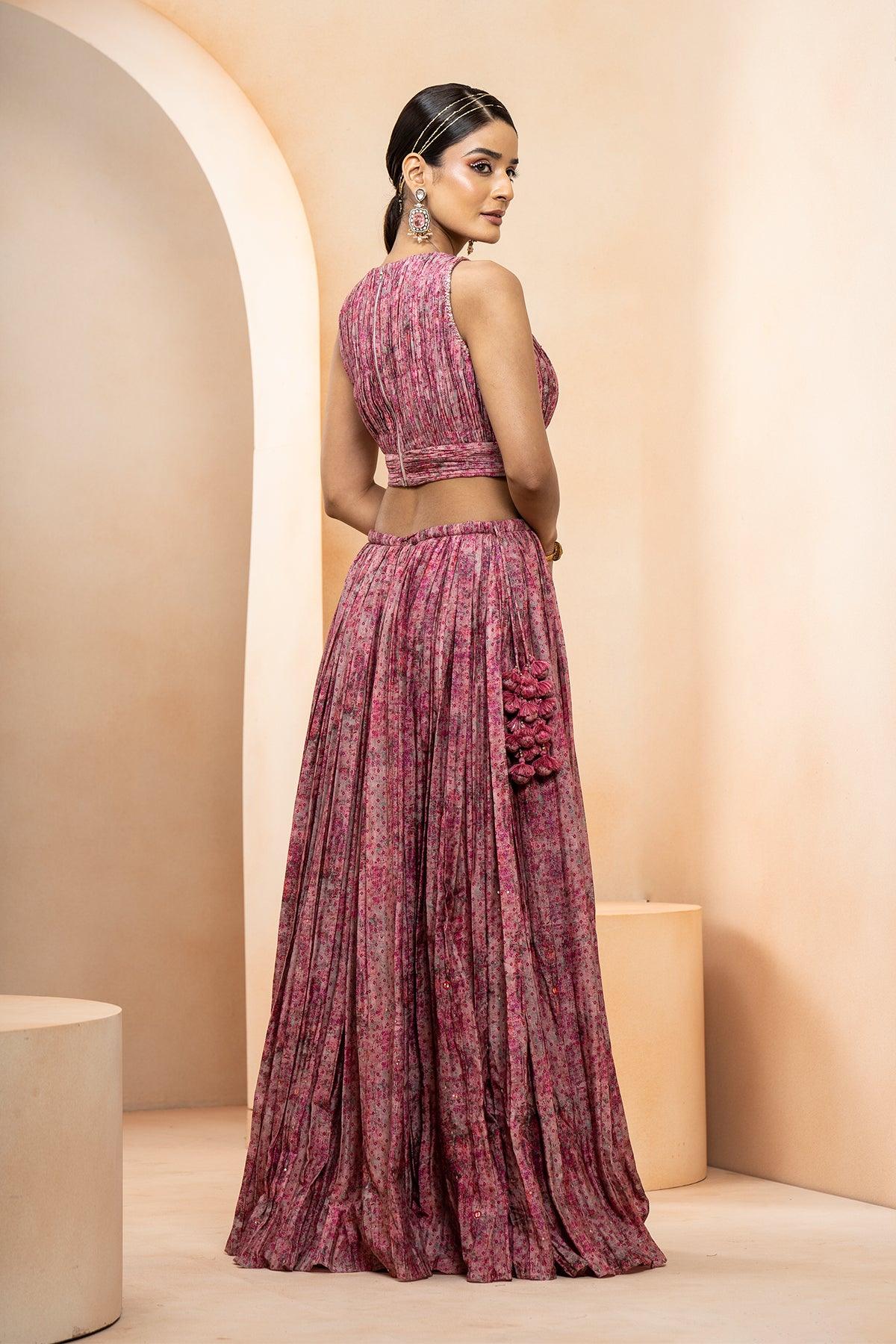 Ayat Fuschia Silk Dress with Sequin & Moti Detail - Studio Bagechaa