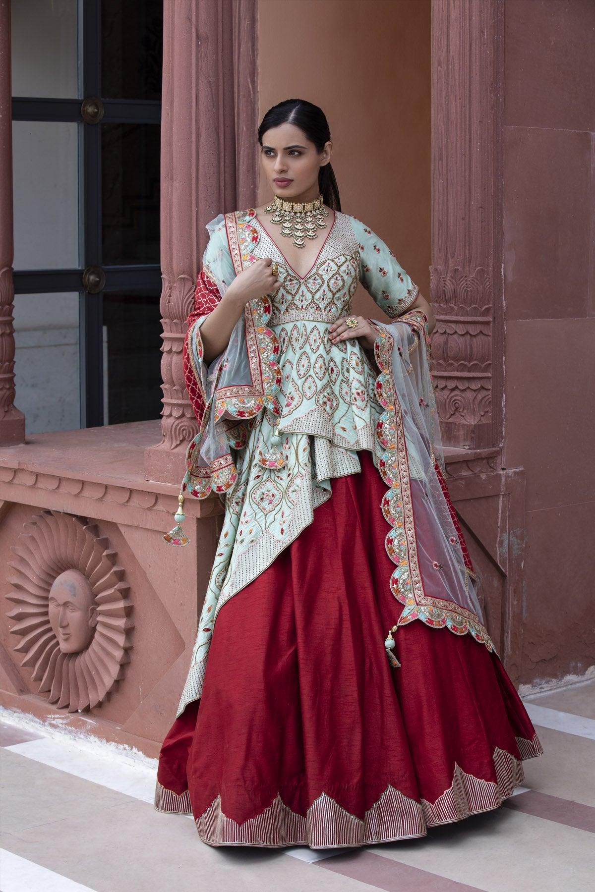 Fire and Ice Embroidered 3-piece Lehenga Set - Studio Bagechaa