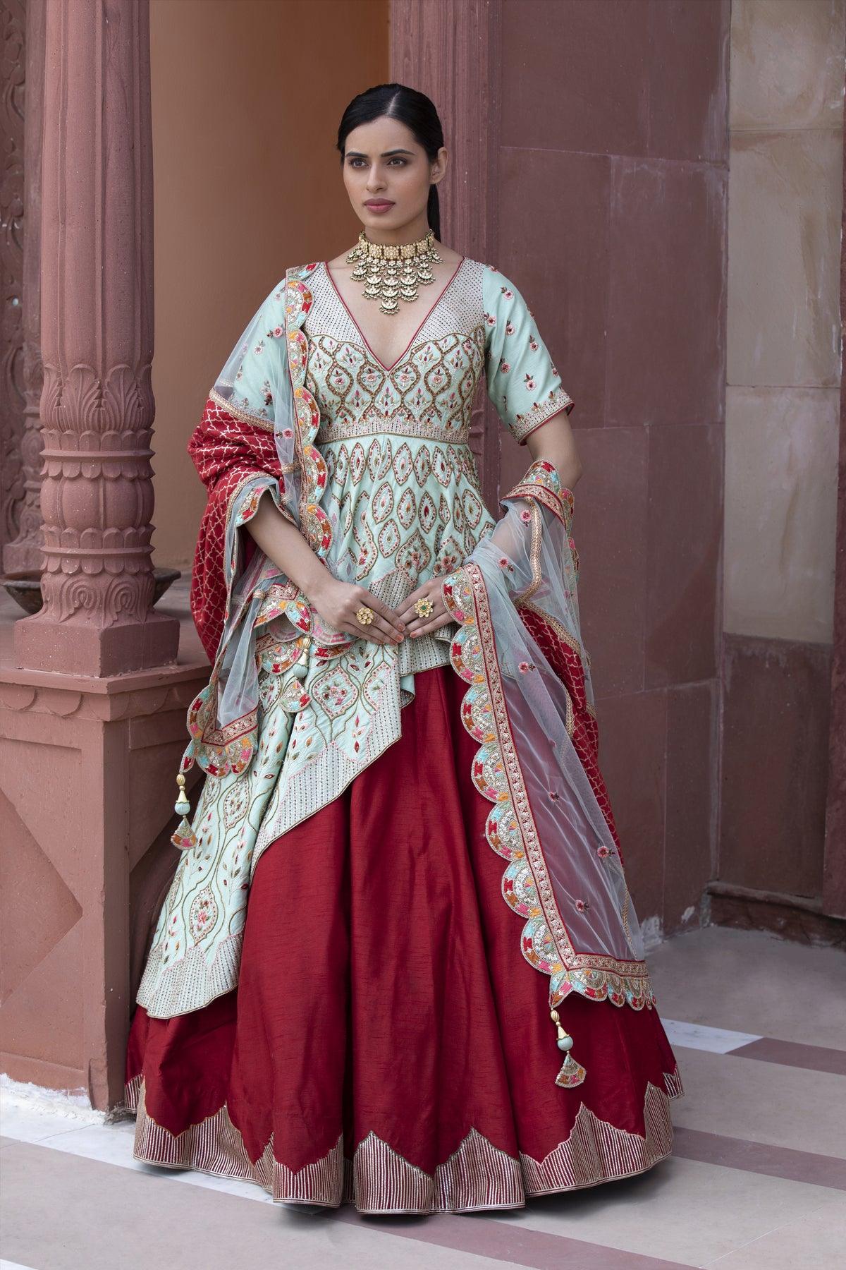 Fire and Ice Embroidered 3-piece Lehenga Set - Studio Bagechaa