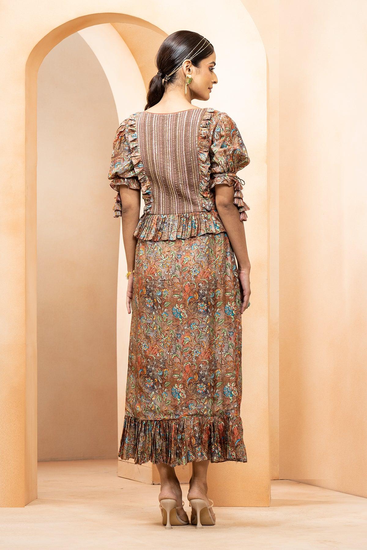 Hoor Kalamkari Tassel Detail Dress - Studio Bagechaa