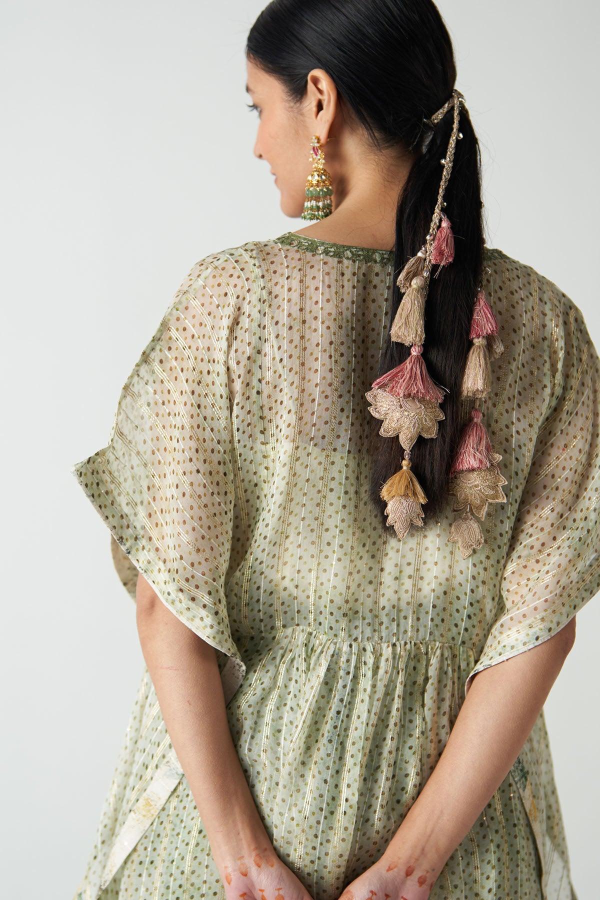 Khuskhus Green Kaftan Set - Studio Bagechaa