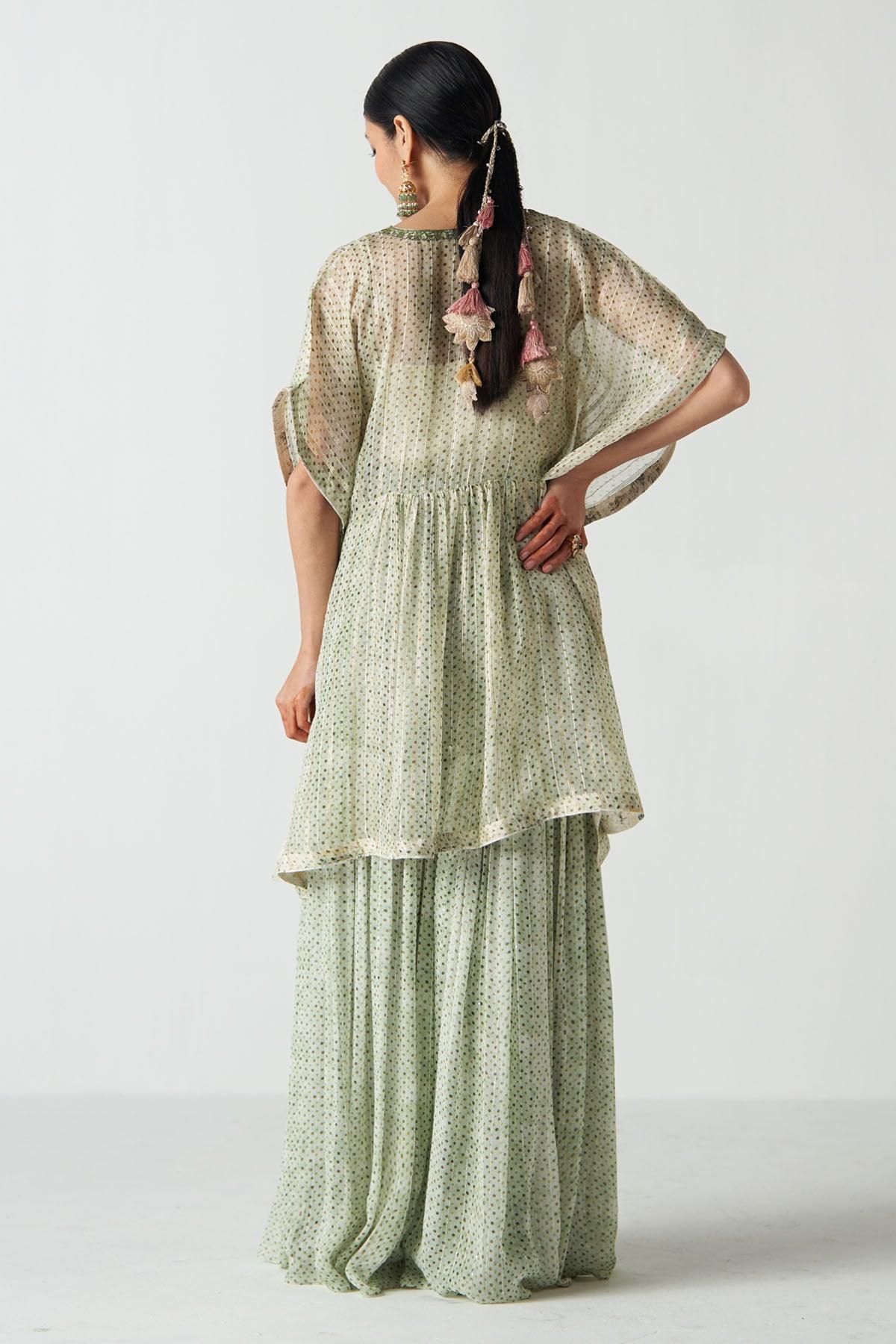 Khuskhus Green Kaftan Set - Studio Bagechaa