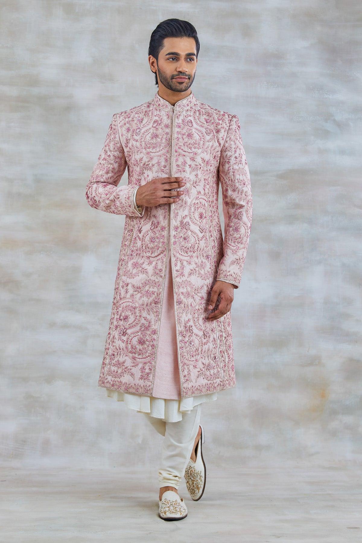 Majestic Pink Sherwani Set - Studio Bagechaa