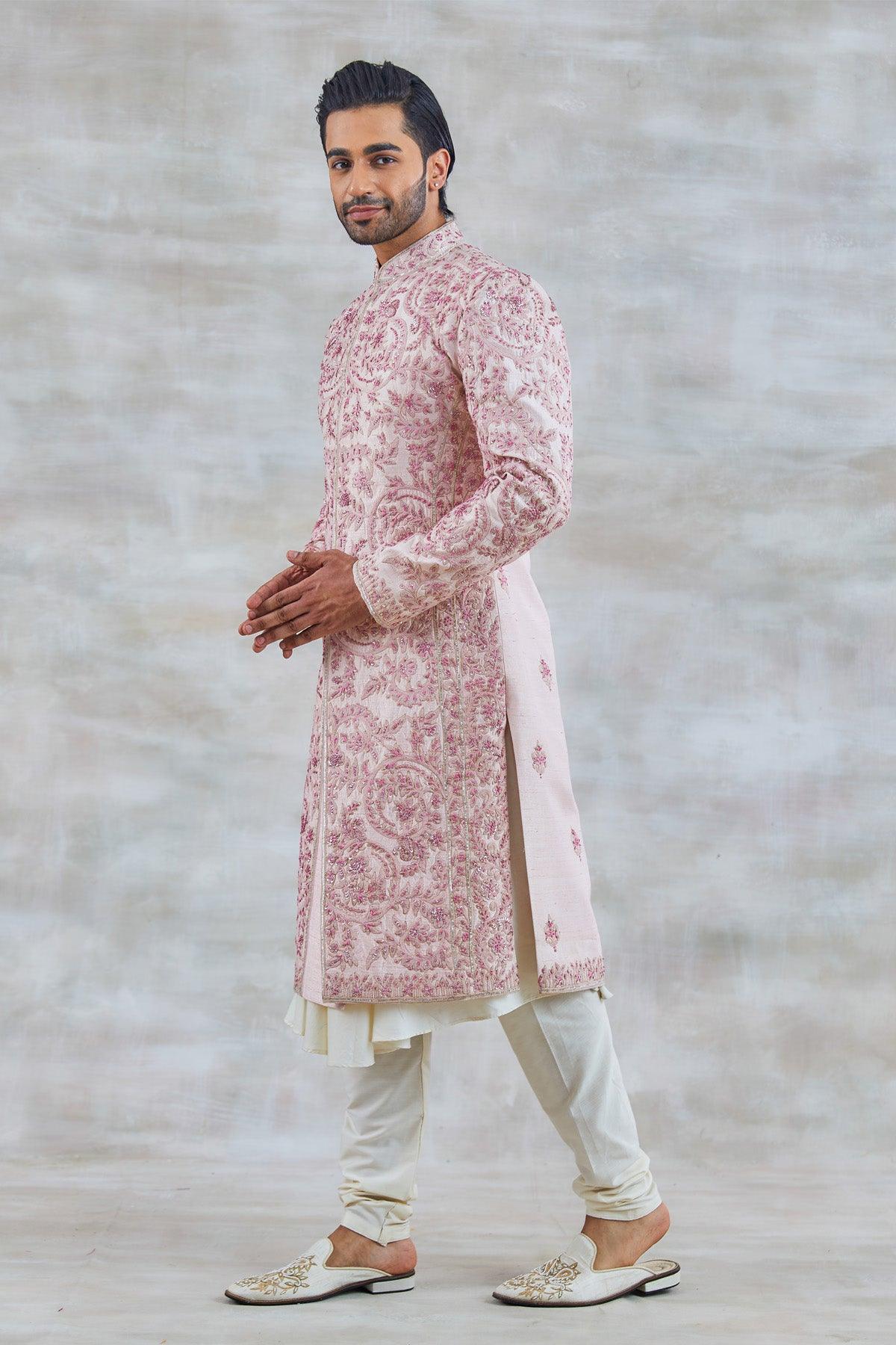 Buy Green Chanderi Silk Sherwani Set For Men by Arjan Dugal Online at Aza  Fashions.