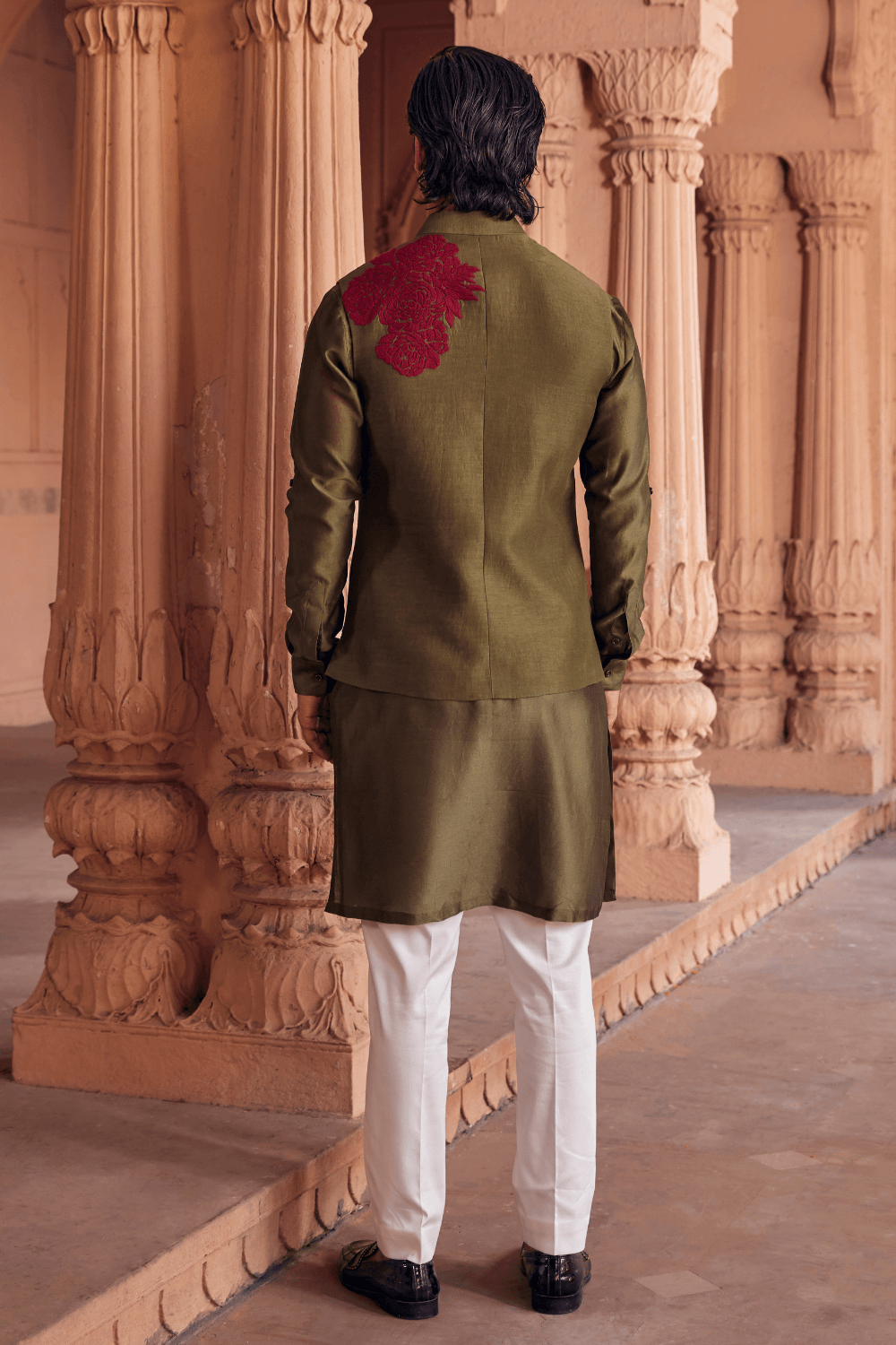 Rangaz Chanderi Nehru Jacket - Studio Bagechaa