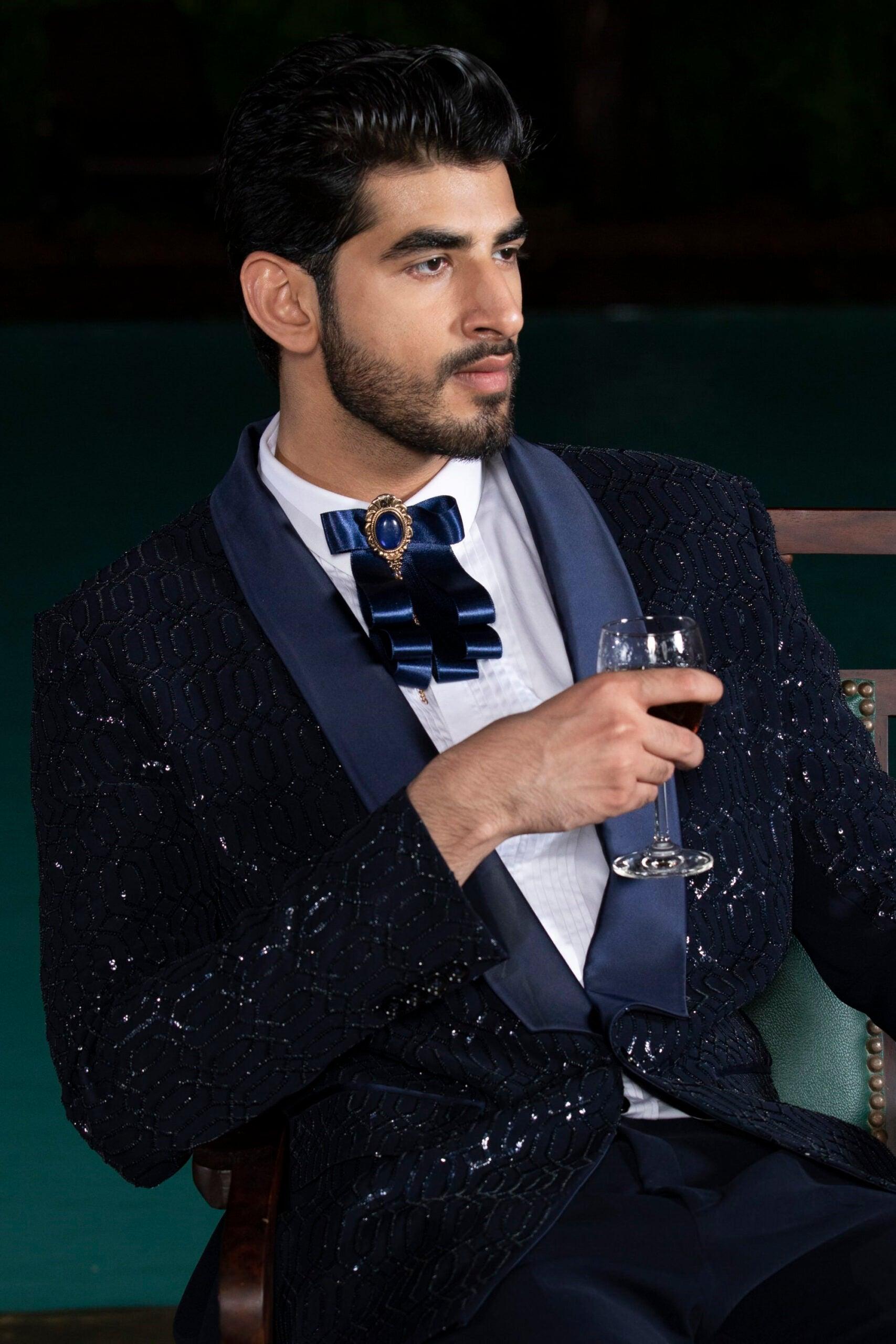 Dark top blue tux