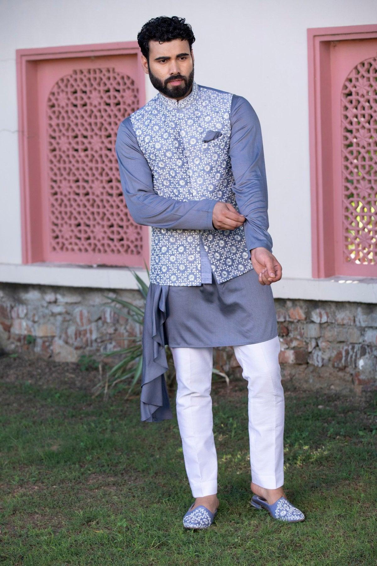Wedding Special Kurta Pajama With A Nehru Jacket Set - Faisal Outfits !  Best Man's Clothing