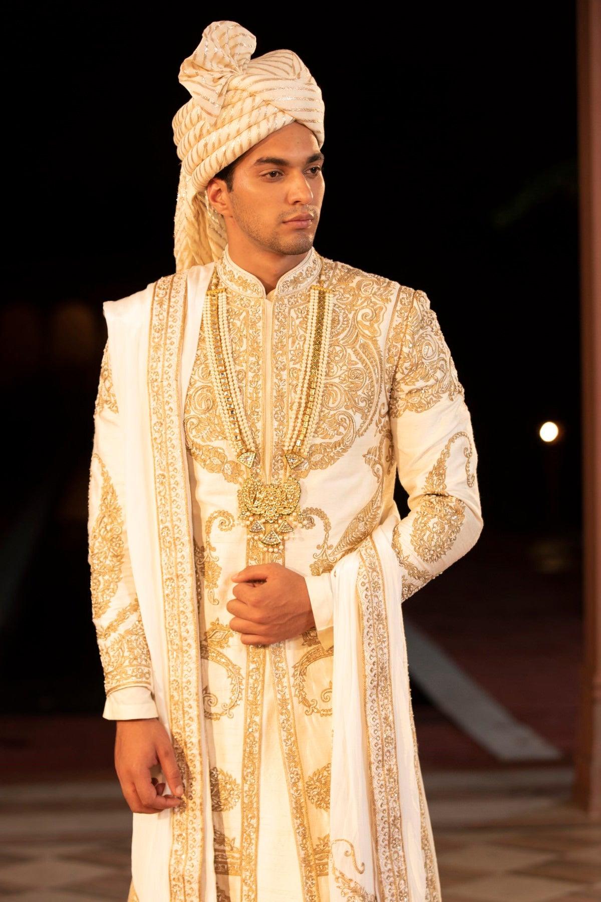 Golden Silk Jacket Style Sherwani 260214