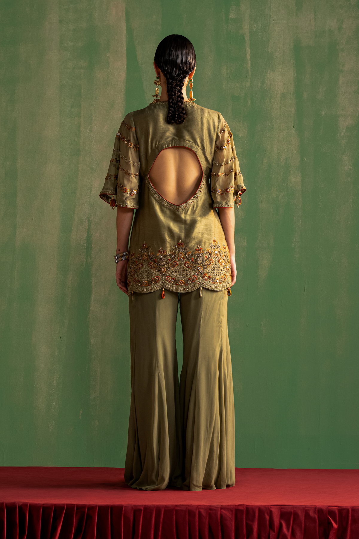 ALIRA GREEN KURTA GHARARA SET