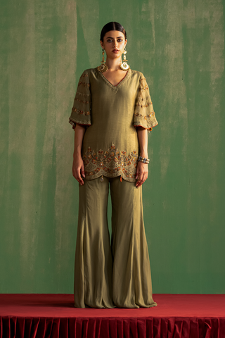 ALIRA GREEN KURTA GHARARA SET