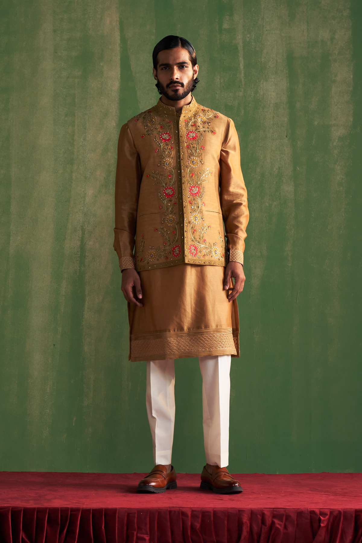 ADVAIT MUSTARD BUNDI SET