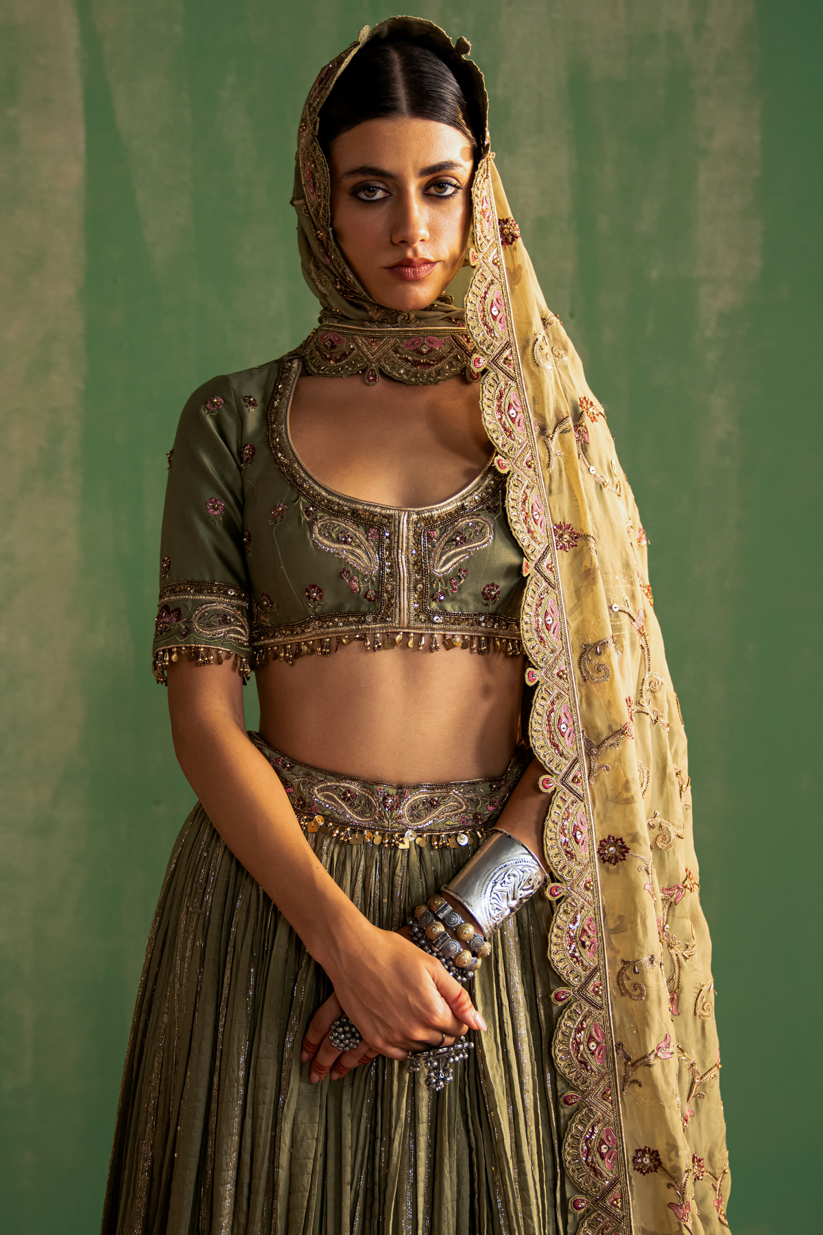 ISHIRA GREEN LEHENGA SET