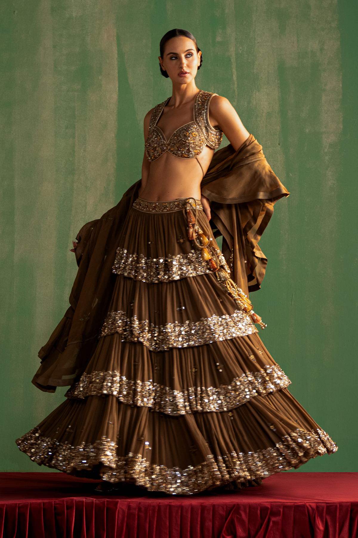 BHUMIKA BROWN LEHENGA SET