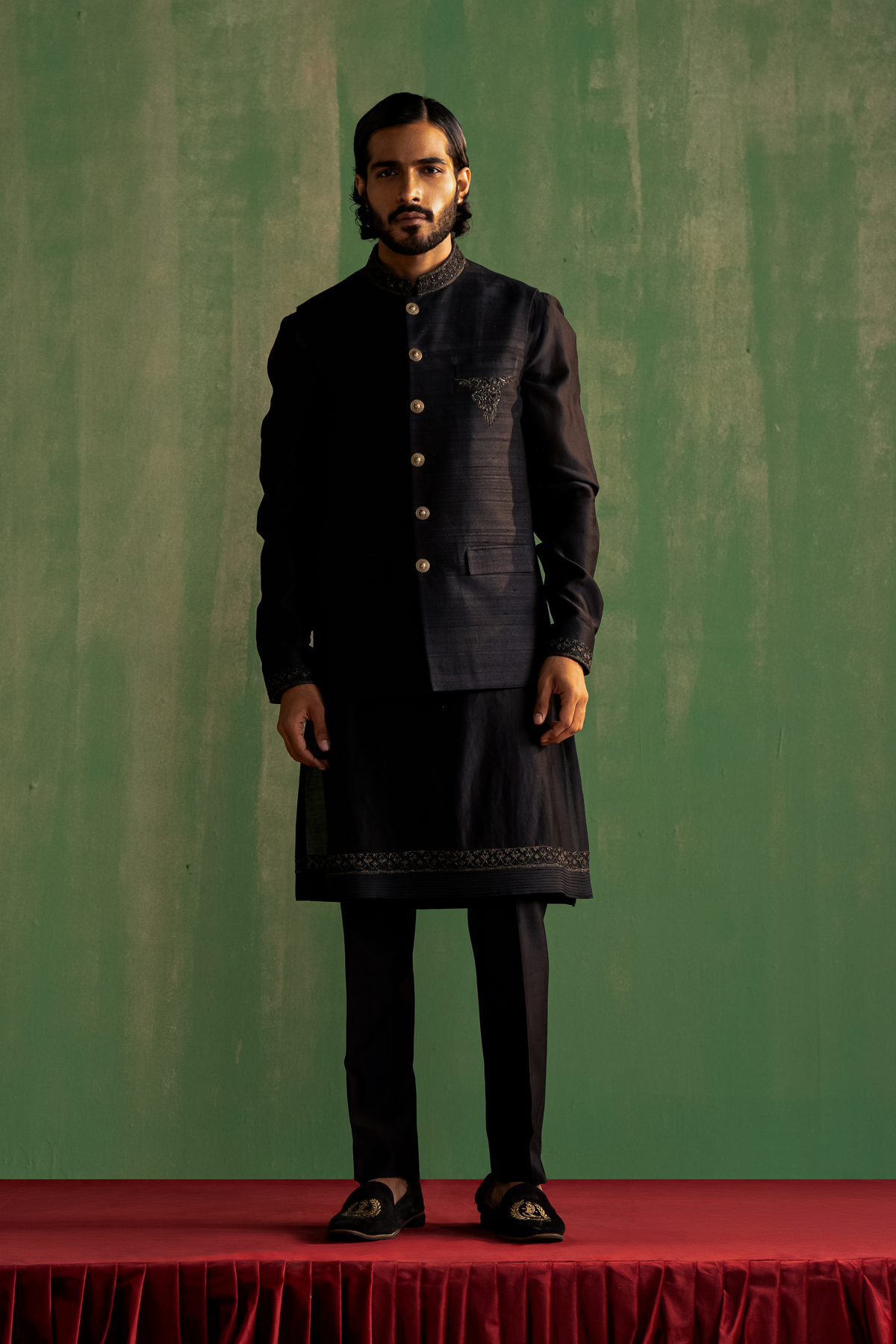 DHRUV BLACK BUNDI SET