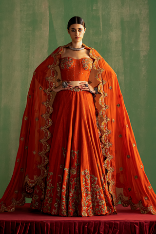 ZAINA RUST LEHENGA SET