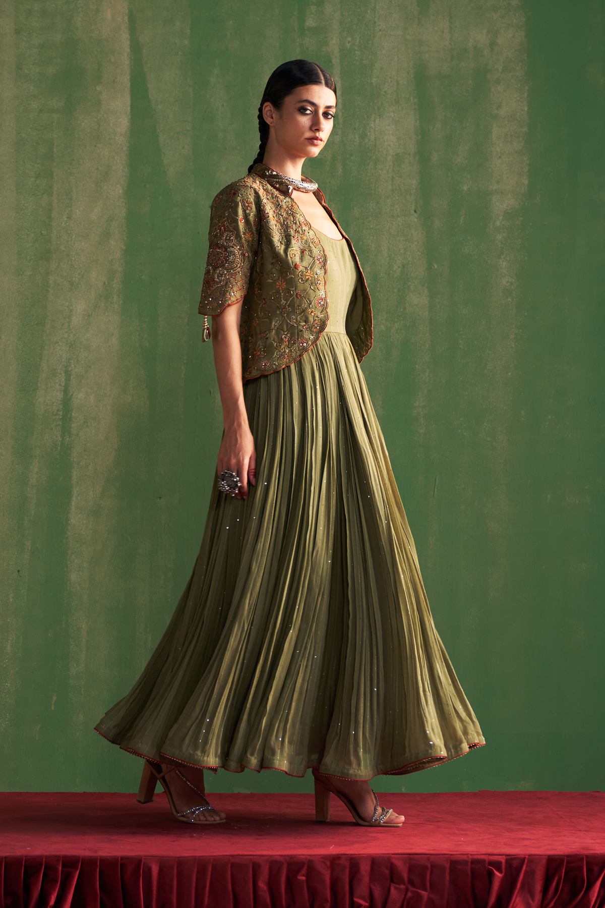 TISHA GREEN ANARKALI SET