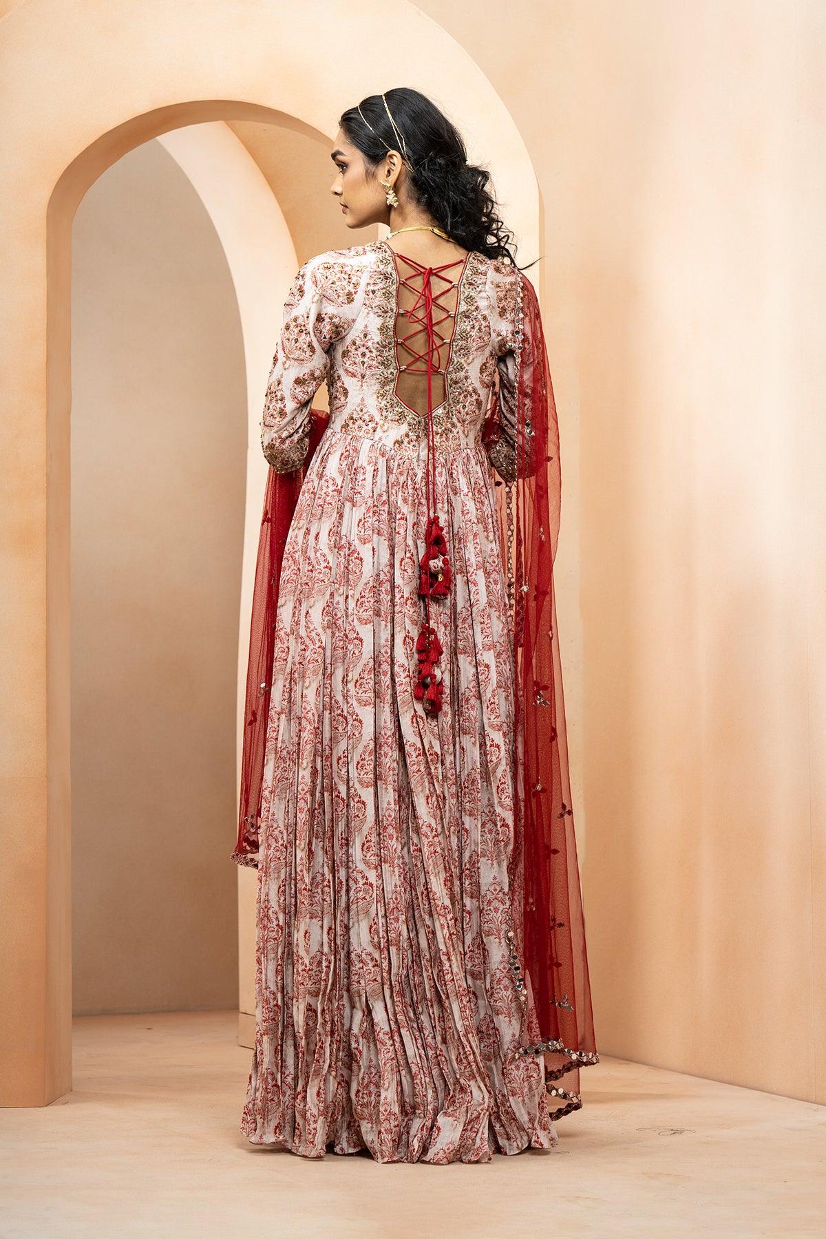 Zeenat Silk Anarkali With Sequin Details - Studio Bagechaa