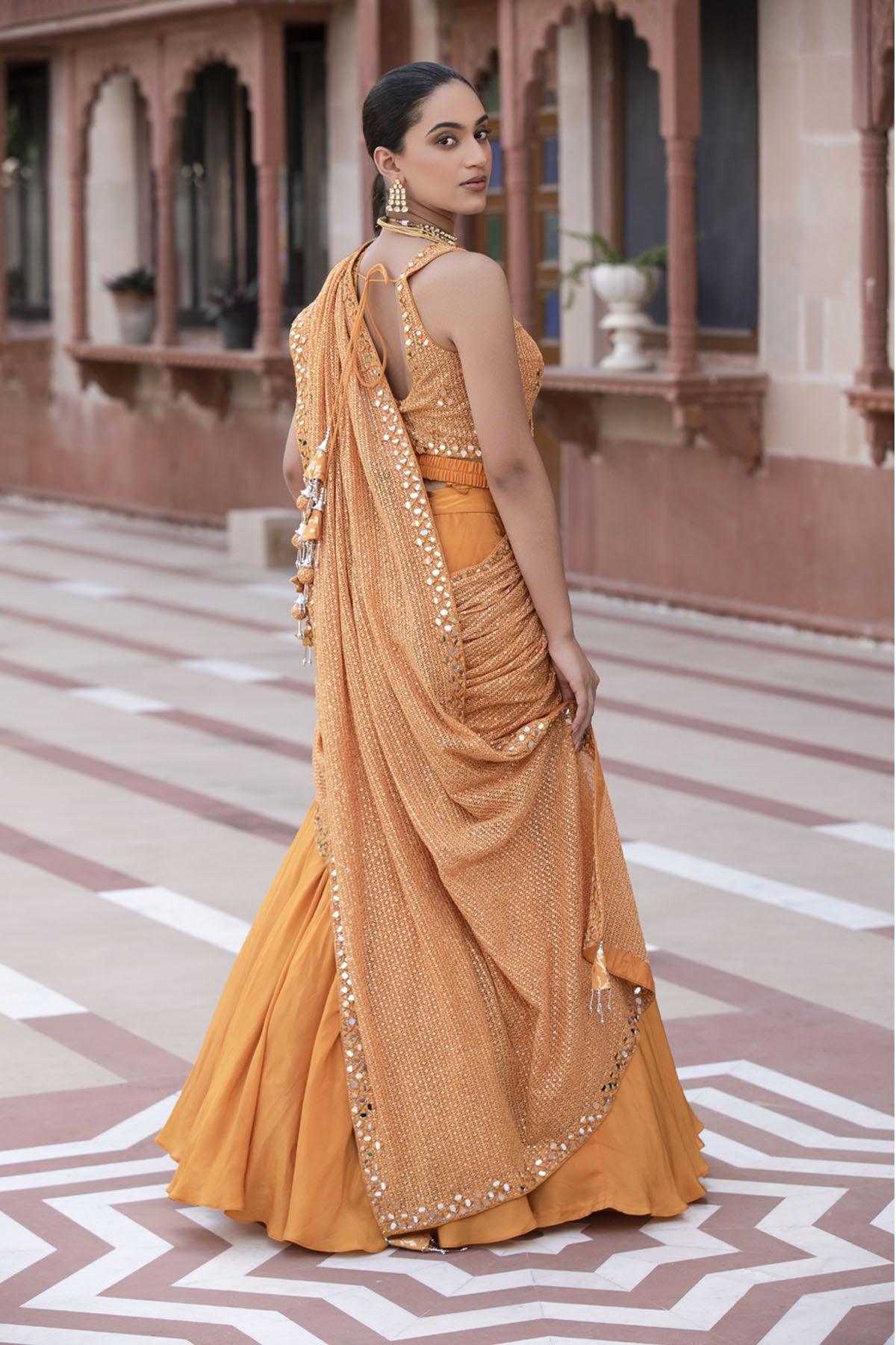 Wedding Wear Gota Work Designer Half Saree Lehenga, 6 m (with blouse piece)  at Rs 1449 in Surat